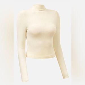 041 NWT OGL Thermal Brushed Mock Neck Crop Top - Ivory Size M